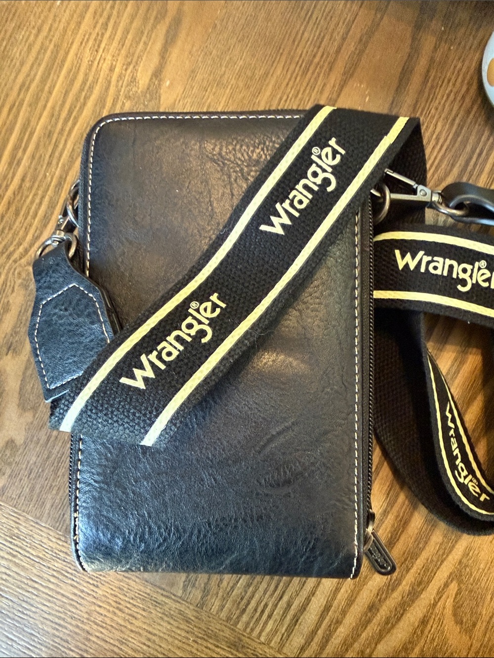LOW START Wrangler Black Crossbody Phone Pouch with Branded Strap - Picture 6 of 8